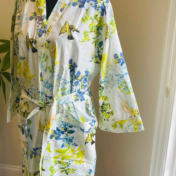 BRAND NEW Block Print Dressing Gown Handmade Floral Cotton Kimono Robe - Picture 4 of 4